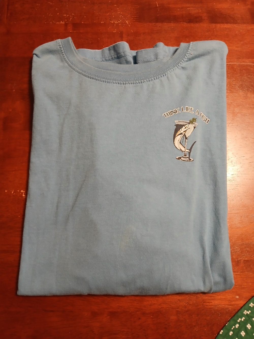 Light Blue Graphic Men's Short Sleeve Tee - Think Like A Fish